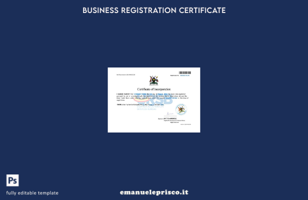 certificato di costituzione della società ugandese in stile verificato modello W